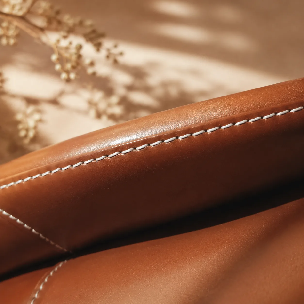 Macro shot of the contrast stitching