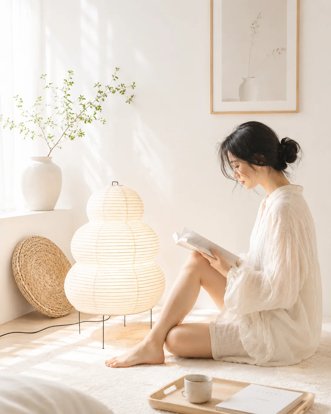 Nimbus Halo floor lamp in living room - soft cloud-inspired atmospheric lighting