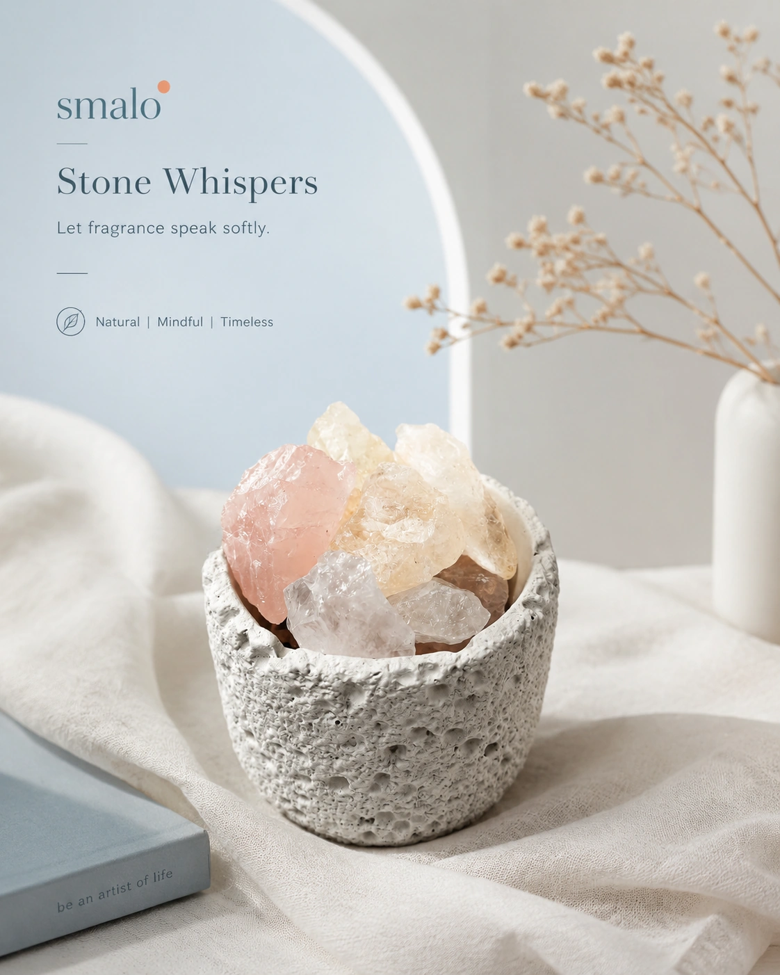 Natural aroma diffuser stones for Pearlight Whisper Set - slow-release flame-free fragrance