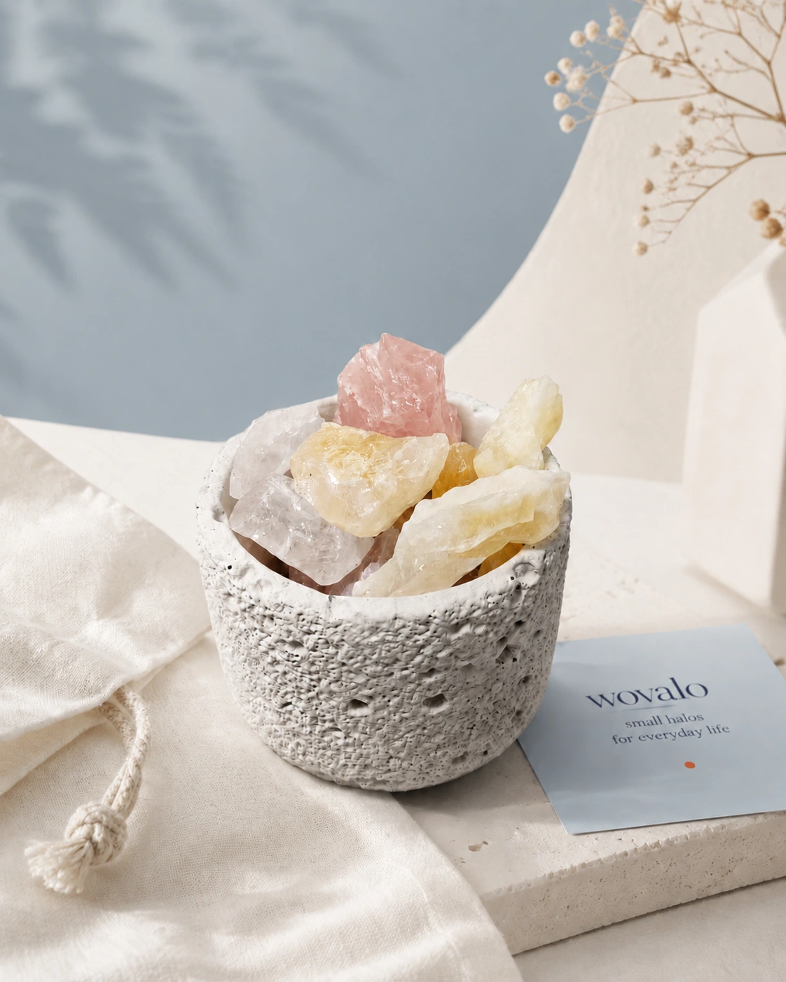 Pearlight Whisper Aroma Ritual Set - natural aroma stones in handcrafted cement vessel