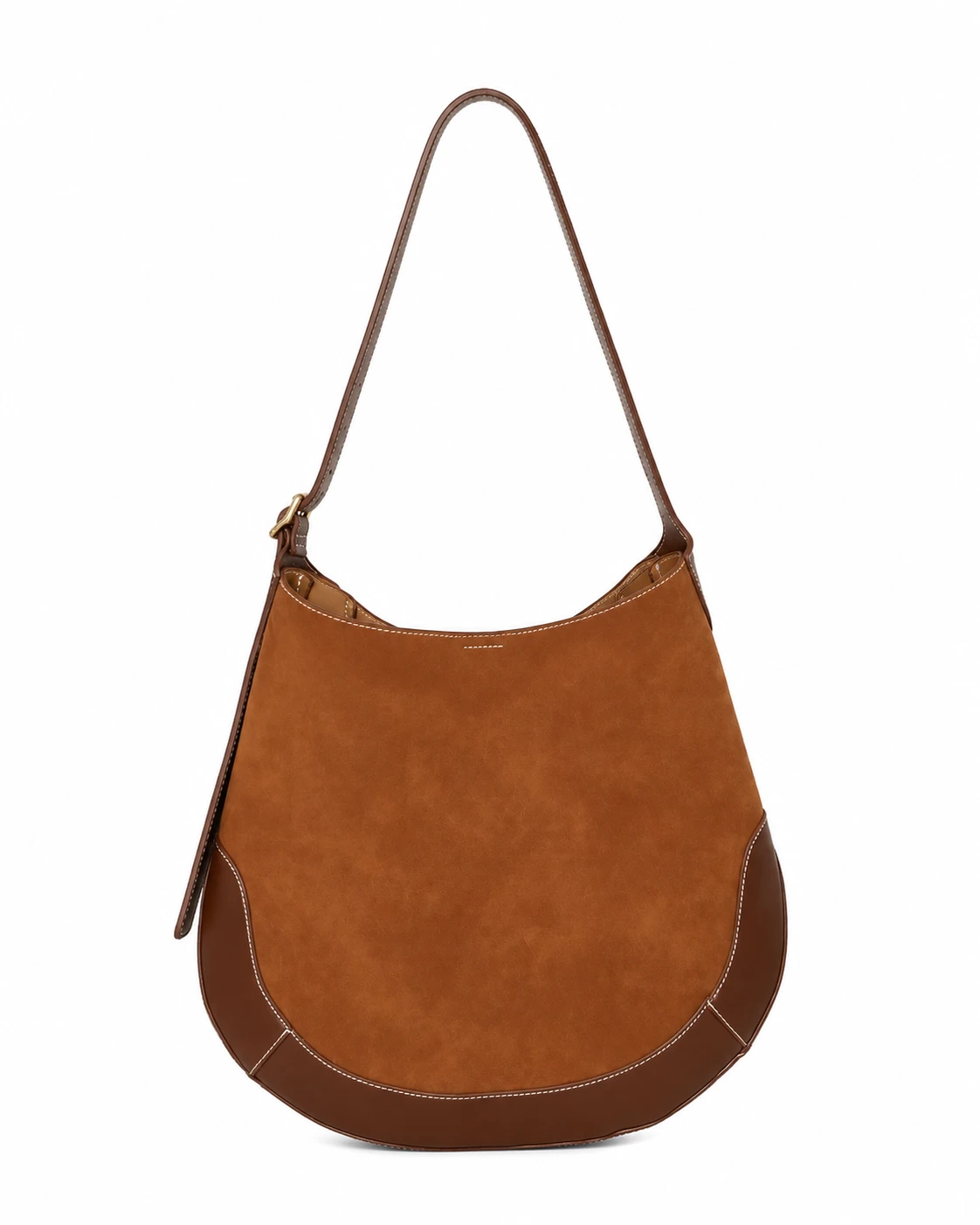 Mira Curve Tote back view - clean curved suede-like body with smooth leather-look trim